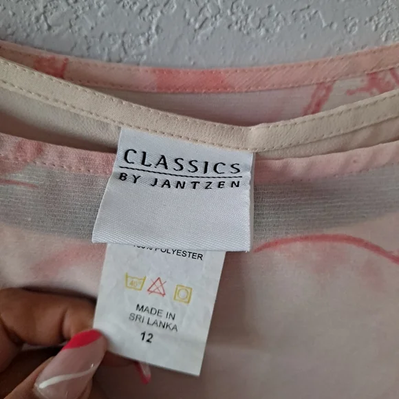 Classics by Jantzen Pink Floral Blouse - Picture 4 of 5